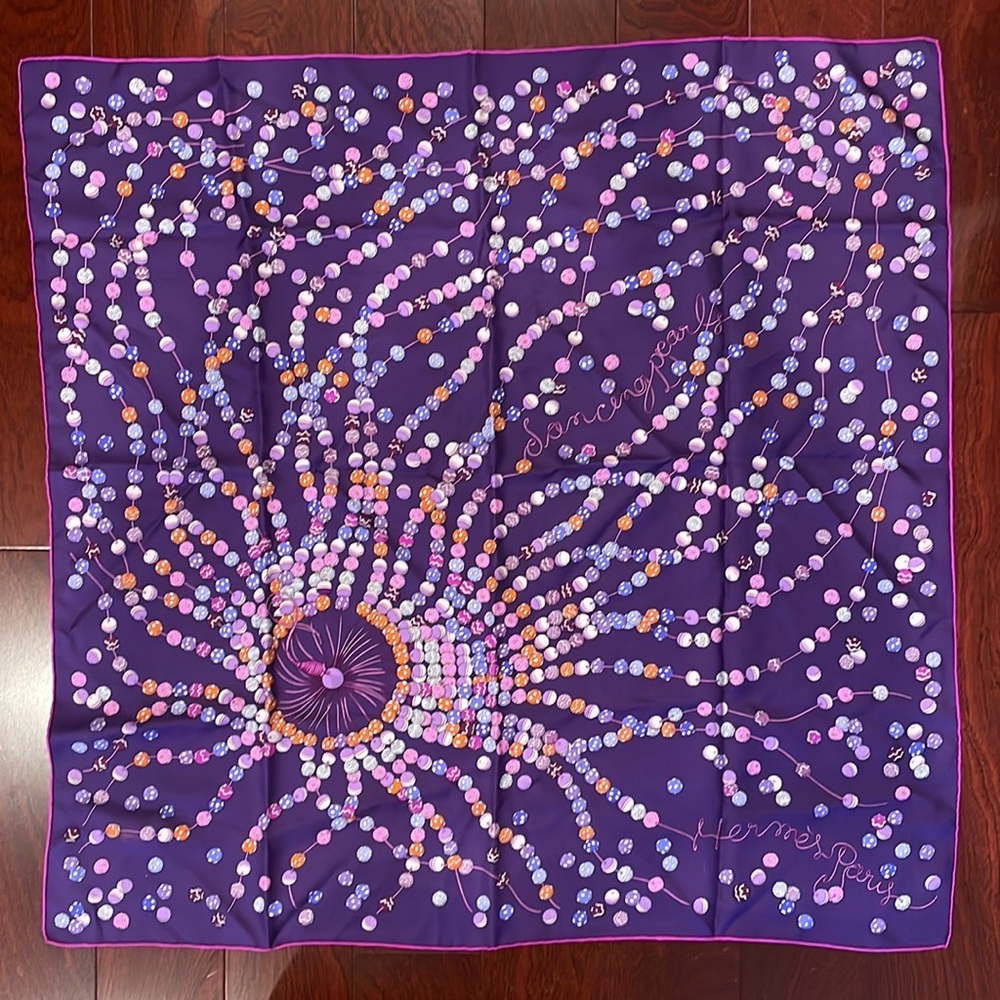 Hermes “Dancing Pearls” Silk Scarf Virginia Jamin 90x90